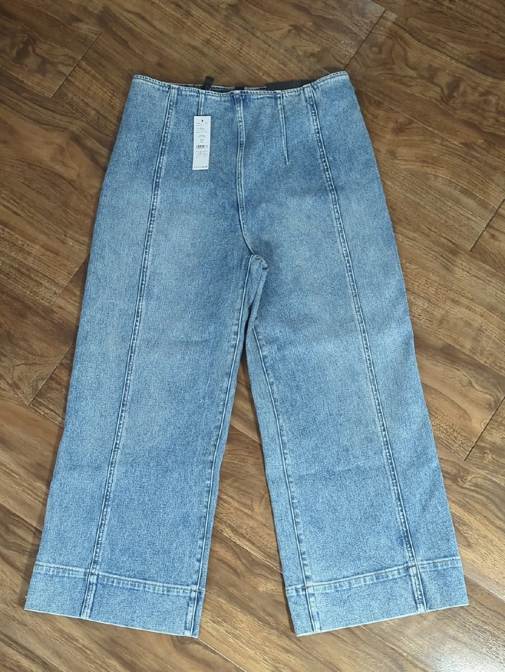 High-Rise Wide-Leg Cropped Jeans - Blue